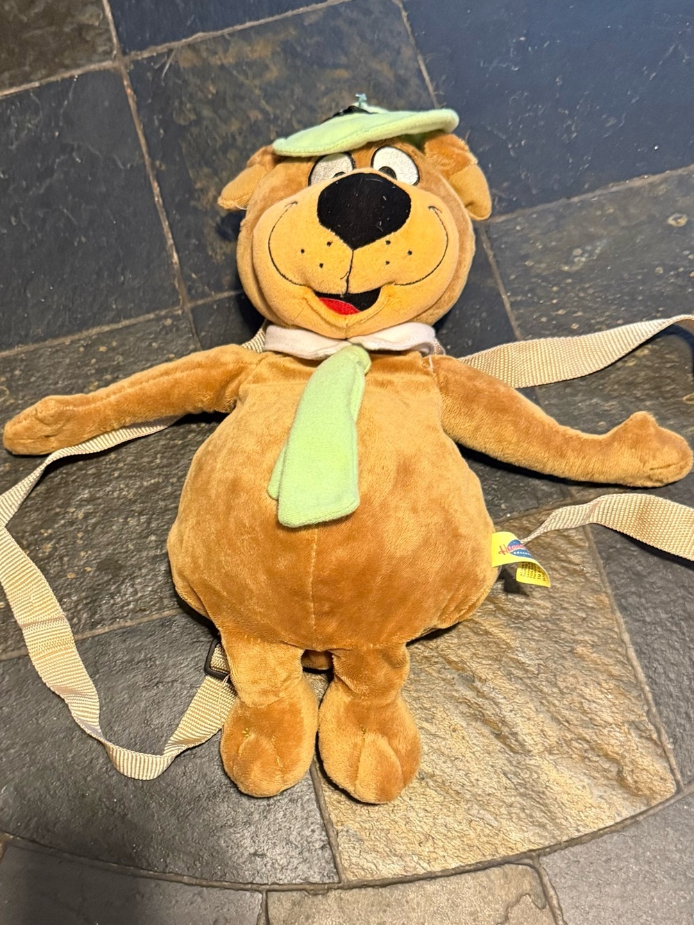 Plush Yogi Bear Backpack Pet Toy - Brown with Light Green Accent
